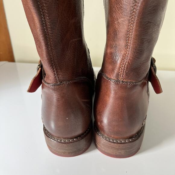 BED|STU Boots Gogo Lug Size 7 Brown Leather Cobbler Series Tall Moto Buckle Zip - Picture 8 of 11